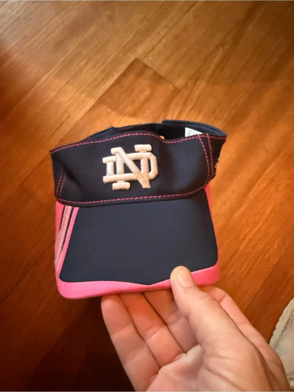 Notre Dame Navy and Pink Visor Adidas